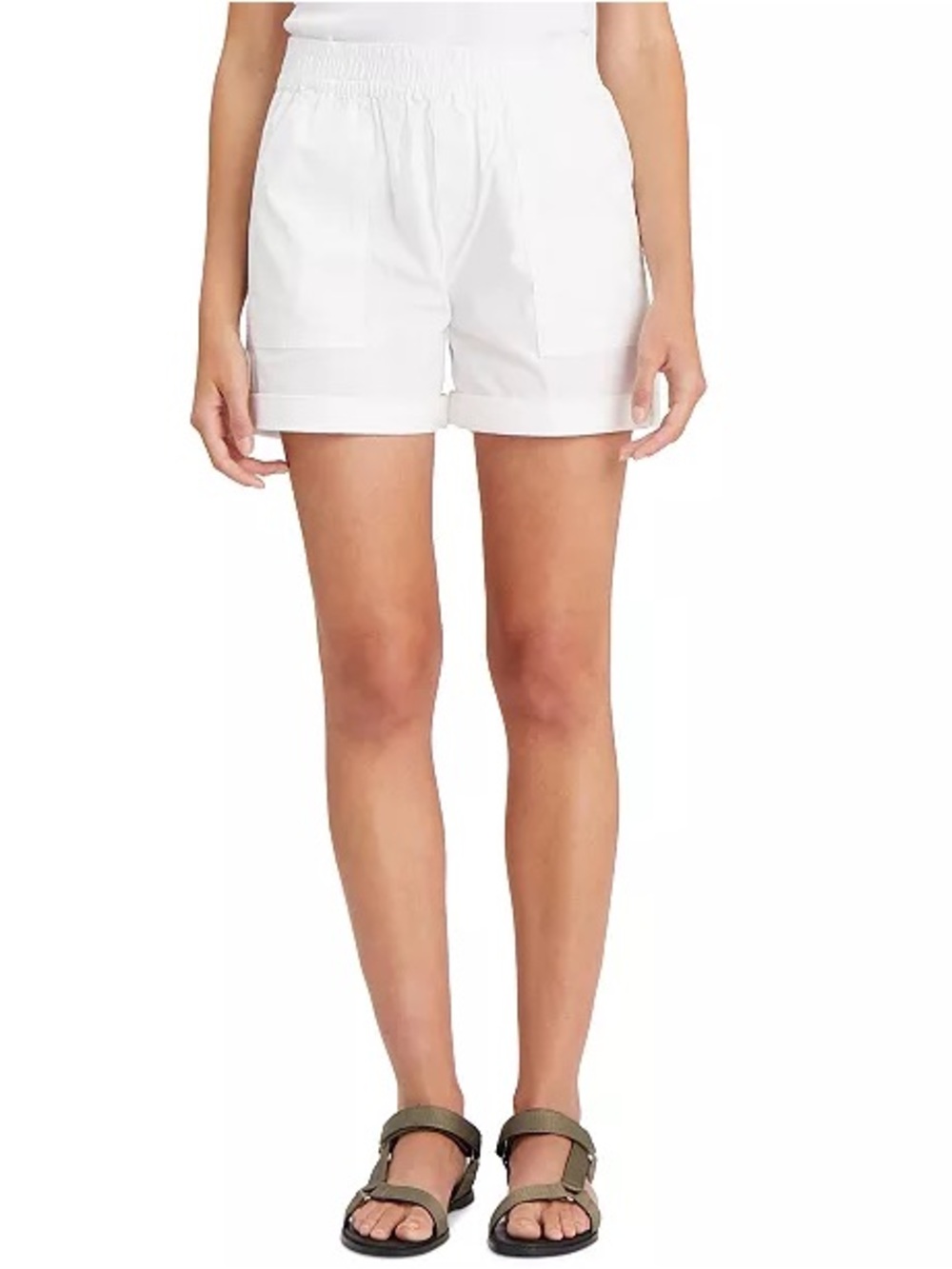 Sanctuary White Elastic Waist Safari Roll Up Shorts NWT Women’s 31”